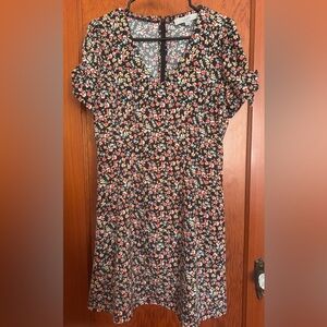 LOFT Floral Black Dress